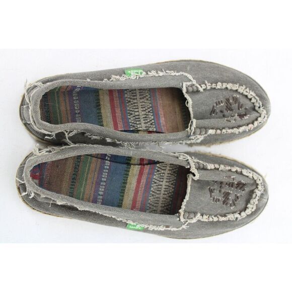 Sanuk Women's Espathrill Grey Canvas Flats Espadrille Size 9 - Picture 10 of 11